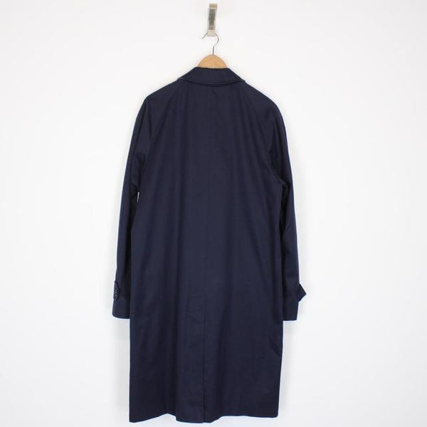 Burberry London Navy Blue Nova Check Single Breasted Trench Coat