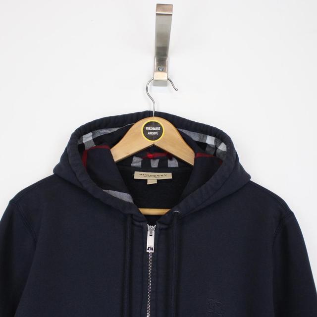 Burberry London Navy Blue Clarendon Full Zip Hoodie Jumper