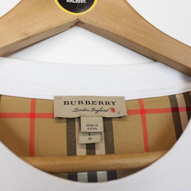 Burberry London White and Tan Brown Carrick Nova Check Short Sleeve T-Shirt