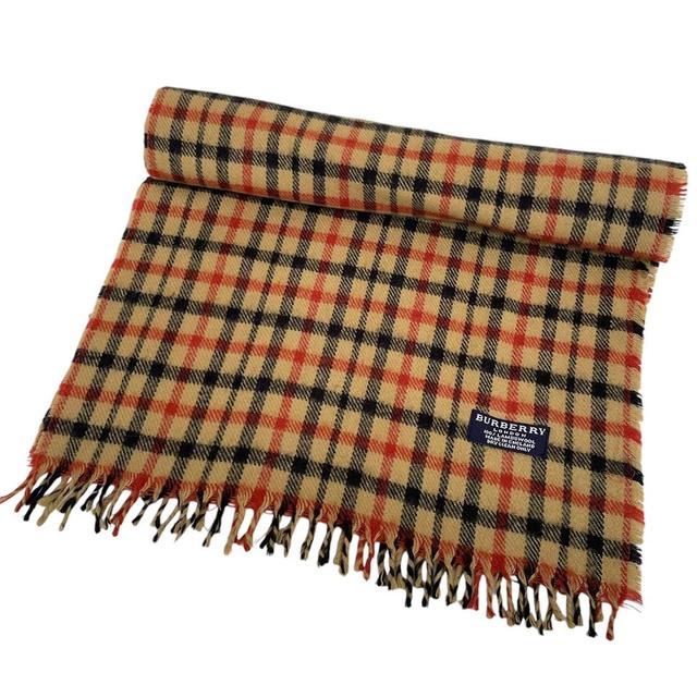 Vintage 90s Burberry Multicoloured Check Lambswool Scarf