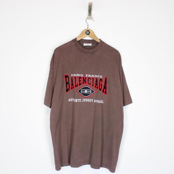 Balenciaga Brown Logo Print Short Sleeve T-Shirt