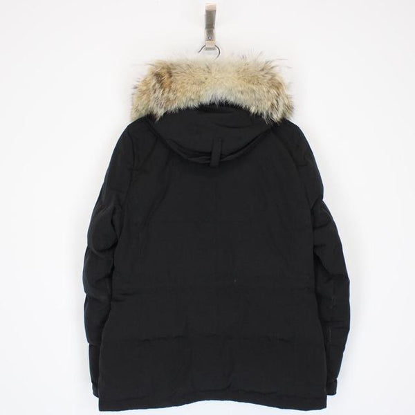 Canada Goose Black Chelsea Parka Heritage Down Jacket with Fur Trim