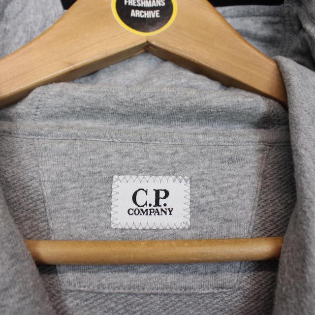 CP Company Grey Diagonal Fleece Cotton Hoodie Jumper