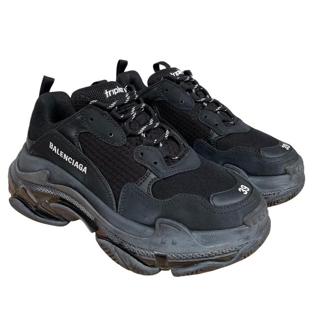 Balenciaga Triple S Black Clear Sole Mesh Trainers