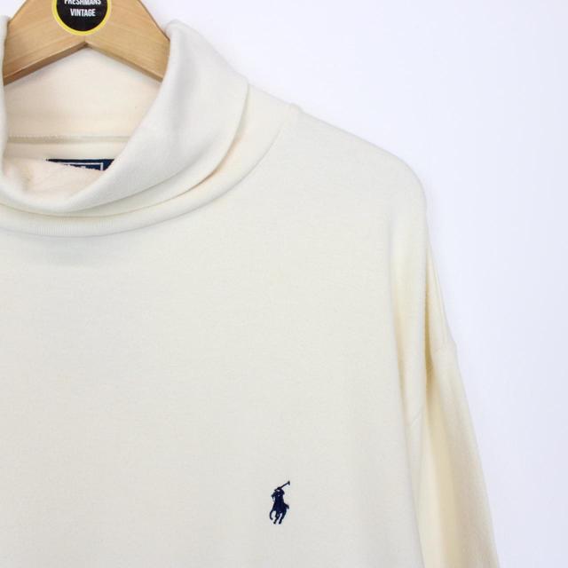 Vintage 90s Polo Ralph Lauren Cream Roll Neck Sweatshirt Jumper