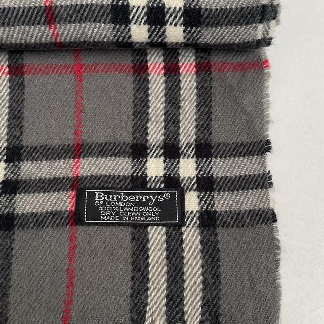 Vintage 90s Burberry Grey Nova Check Lambswool Scarf