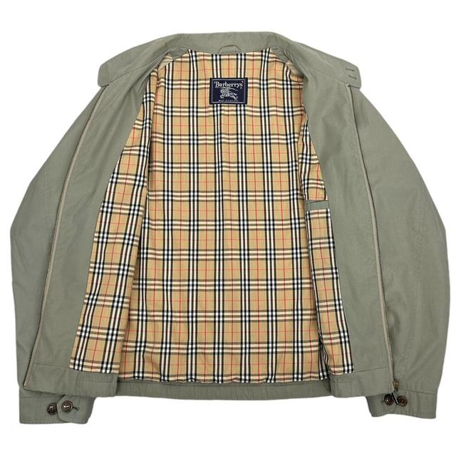 Vintage 90s Burberry Khaki Green Nova Check Harrington Jacket