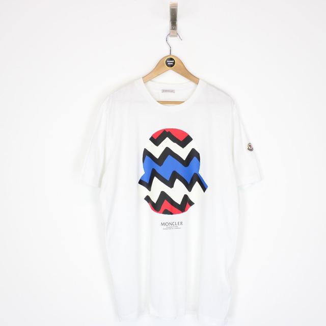 Moncler White Short Sleeve Zig Zag Logo Print T-Shirt