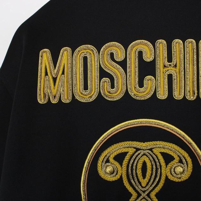 Moschino Couture Black and Gold Embroidered Logo Jacket