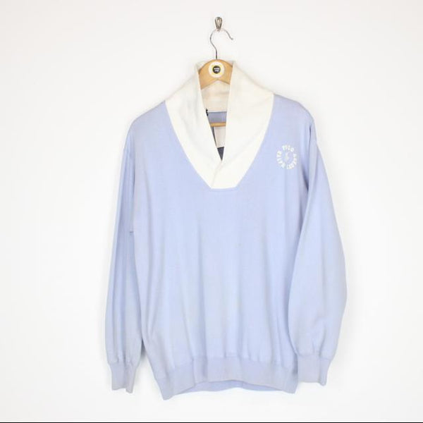 Vintage 90’s Ralph Lauren Light Blue and White Pullover Spellout Sweatshirt