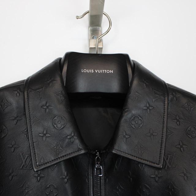 Louis Vuitton Black LV Monogram Embossed Wool and Leather Jacket