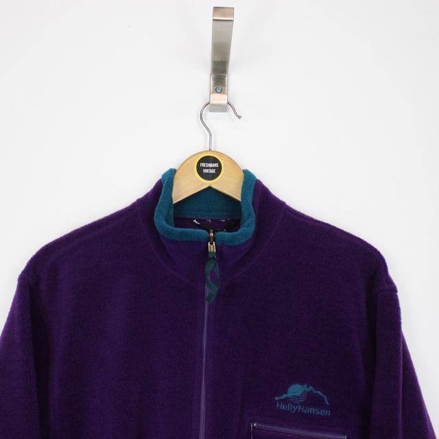 Vintage 90s Helly Hansen Purple Spellout Full Zip Fleece Jumper