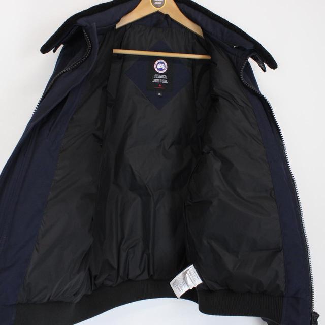 Canada Goose Navy Blue and Black Bromley Bomber Down Jacket with Fur Trim