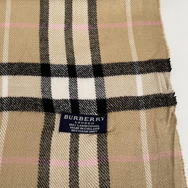 Vintage 90s Burberry Tan Brown Nova Check Lambswool Scarf