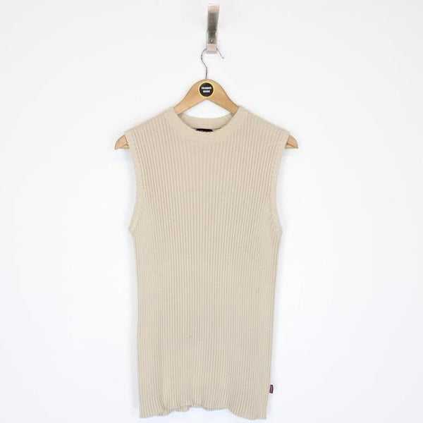 Vintage 90s Belstaff Beige Ribbed Cotton Tank Top