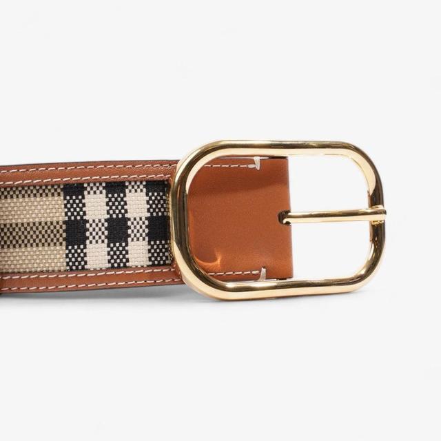 Burberry Beige and Tan Vintage Nova Check Leather/Canvas Belt