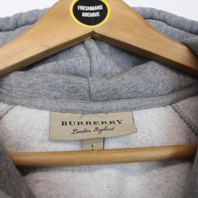 Burberry Grey and White Embroidered Logo Spellout Hoodie Jumper