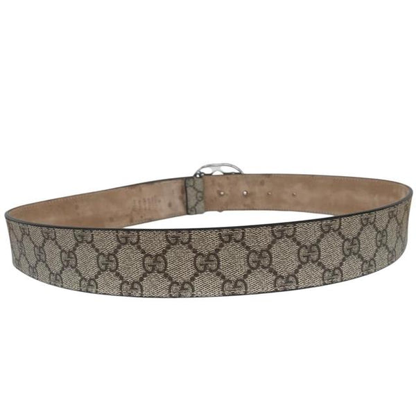 Gucci Beige and Silver Interlocking G Monogram Belt