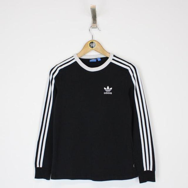 Adidas Black and White Crew Neck Long Sleeve Spellout T-Shirt