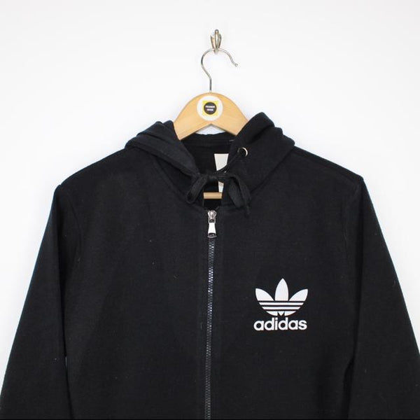 Vintage 00’s Adidas Black and White Zip Up Spellout Hoodie Jumper