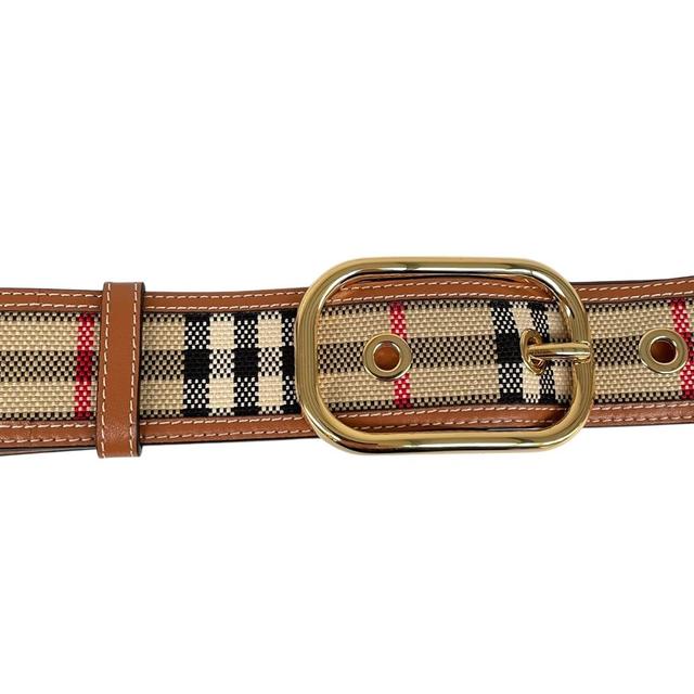 Burberry Beige and Tan Vintage Nova Check Leather/Canvas Belt