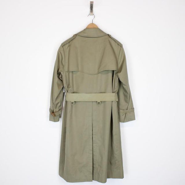 Vintage 90s Burberry Green Nova Check Double Breasted Trench Coat