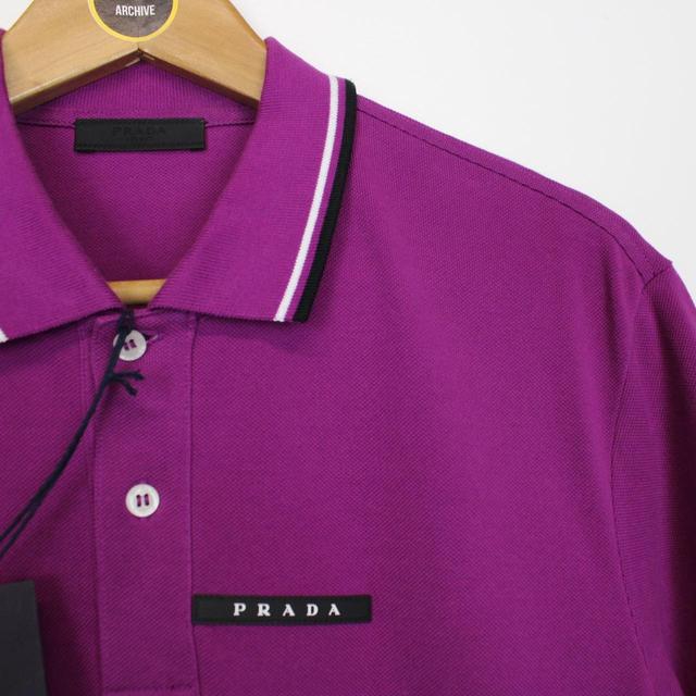 Prada Purple Short Sleeve Cotton Pique Polo Shirt