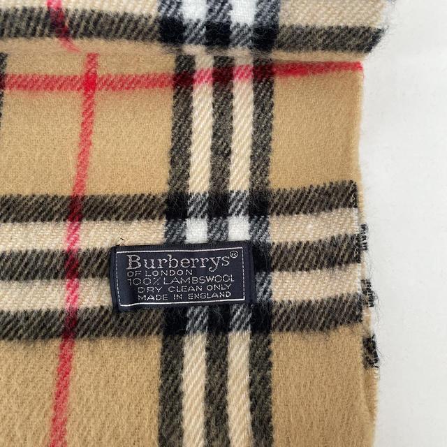 Vintage 90s Burberry Beige Nova Check Lambswool Scarf