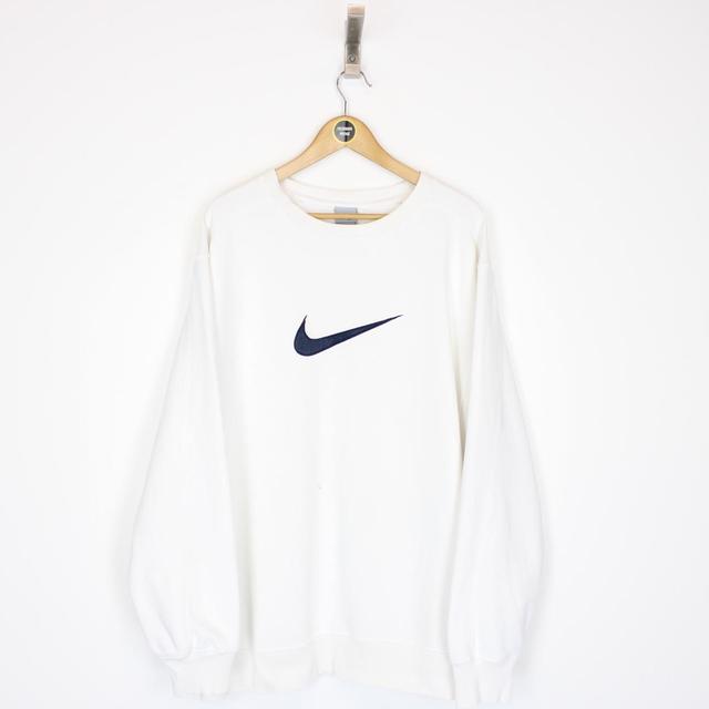 Vintage 00s Nike White Central Swoosh Sweatshirt Jumper