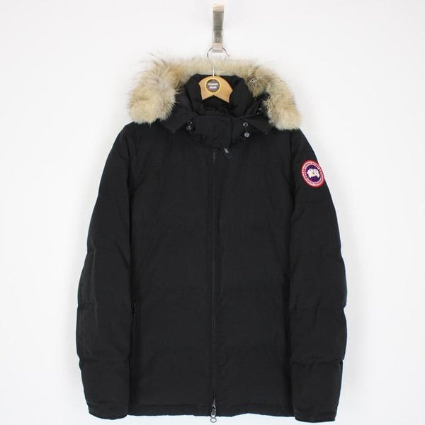 Canada Goose Black Chelsea Parka Heritage Down Jacket with Fur Trim