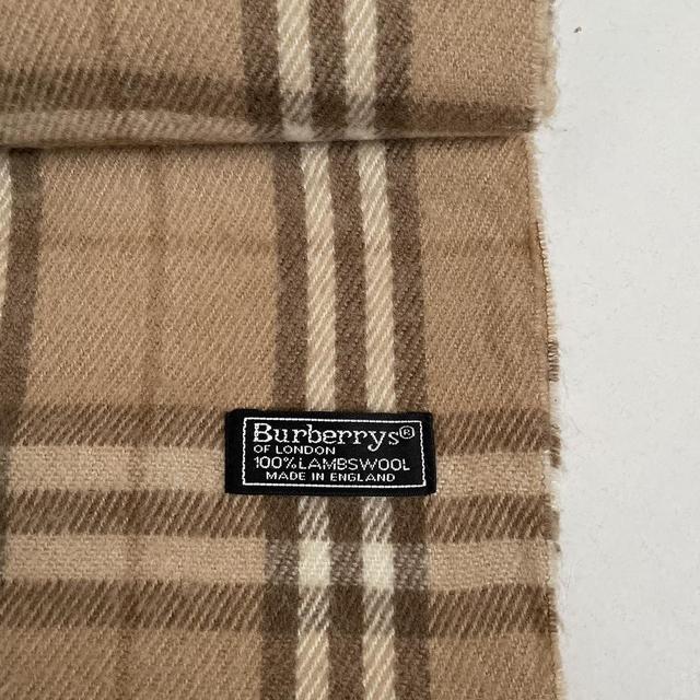 Vintage 90s Burberry Beige Nova Check Lambswool Scarf