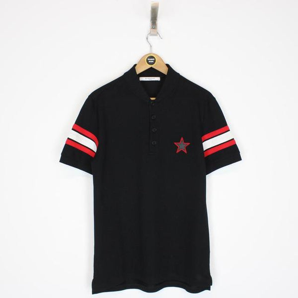 Givenchy Black, White and Red Star Logo Short Sleeve Polo Shirt