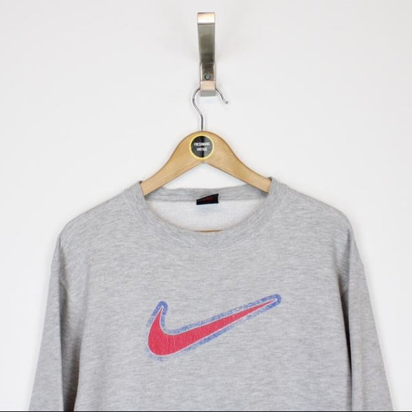 Vintage 90’s Nike Grey Crew Neck Central Swoosh Sweatshirt Jumper