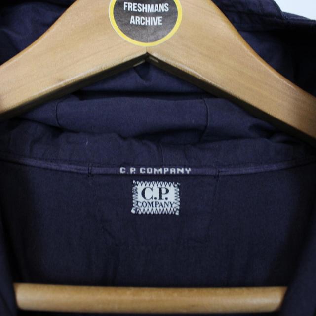 CP Company Navy Blue Cotton Ripstop Hooded Lens Smock Overshirt Jacket