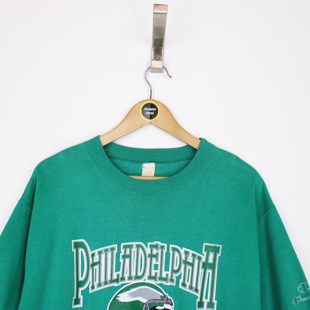 Vintage 90s Champion Philadelphia Eagles  NFL Green Short Sleeve Sweatshirt