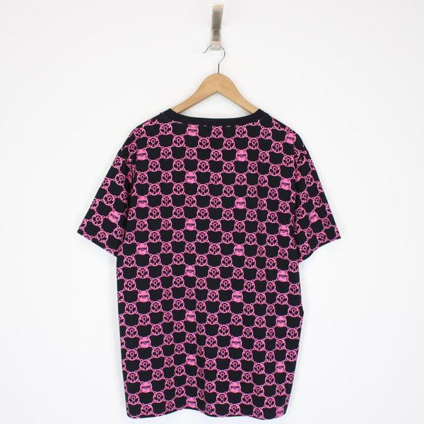 Moschino Black and Pink Short Sleeve Chain Spellout T-Shirt