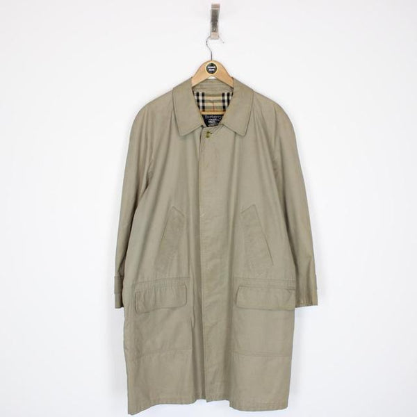 Vintage 90s Burberry Khaki Brown Nova Check Single Breasted Trench Coat