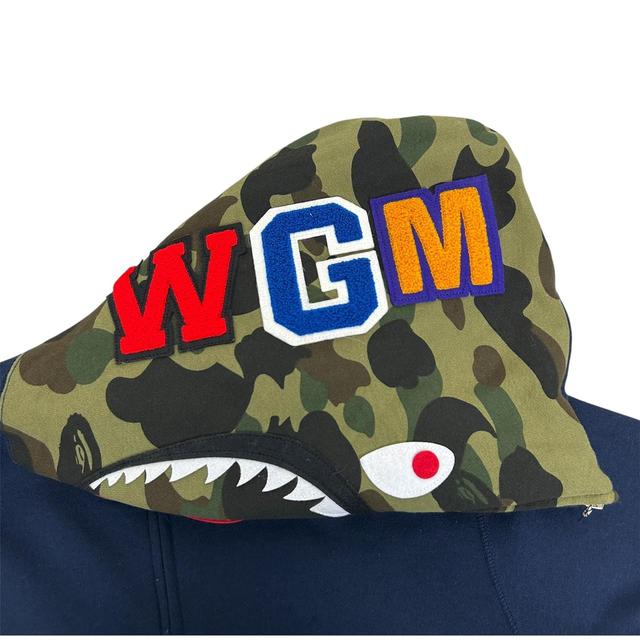 Bape Navy Blue and 1st Camo Full Zip WGM Shark Hoodie Jumper