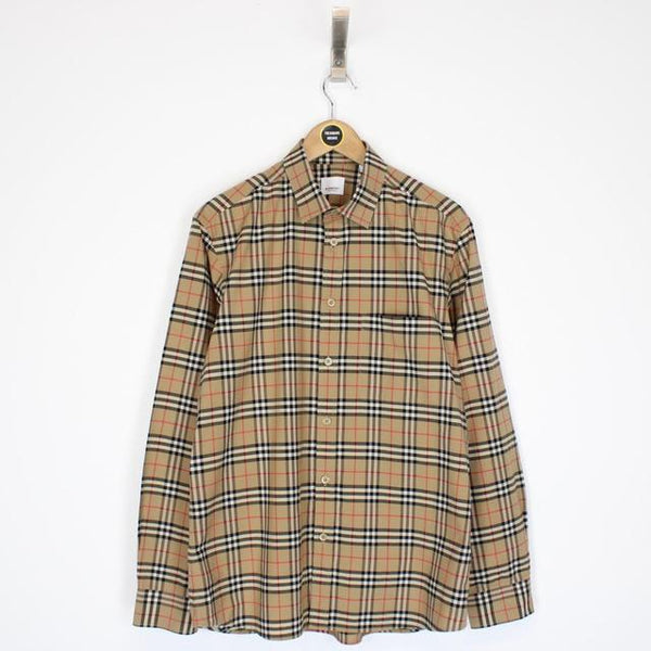 Burberry London Tan Brown Nova Check Long Sleeve Cotton Shirt