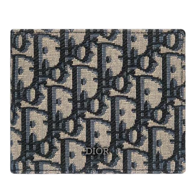 Dior Beige and Black Oblique Jacquard Monogram Wallet