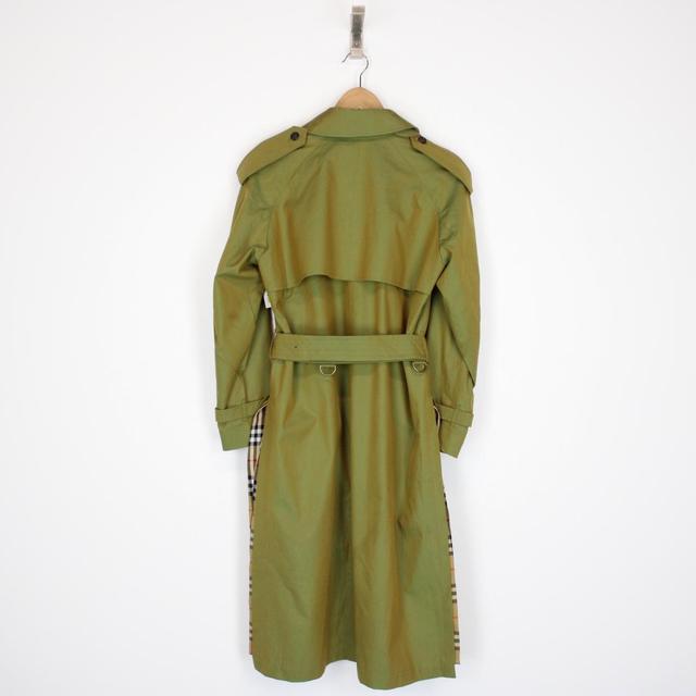 Burberry Green Nova Check Side-Slit Single Breasted Belted Gabardine Trench Coat