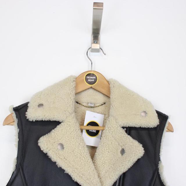 Coach Black and Cream Sherling Lined Calf Leather Vest Jacket