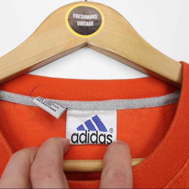 Vintage 90s Adidas Orange Spellout Sweatshirt Jumper