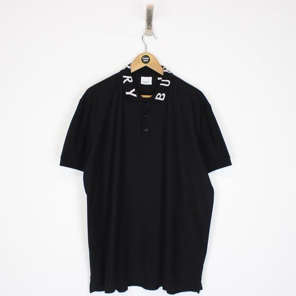 Burberry Ryland Black and White Short Sleeve Cotton Polo Shirt