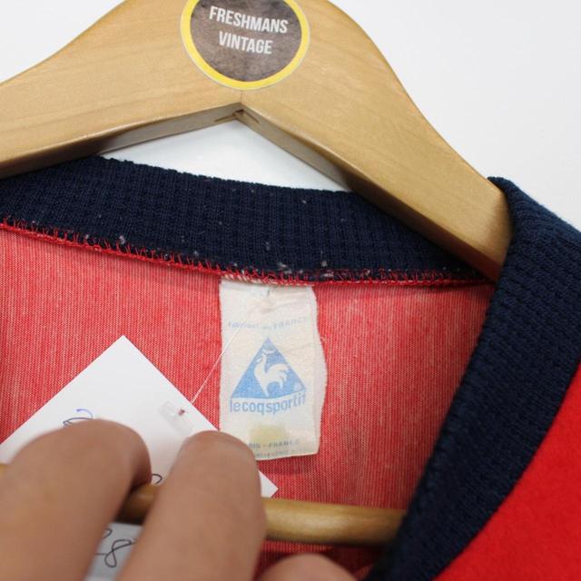 Vintage 90s Le Coq Sportif Red and Blue Spellout Sweatshirt Jumper