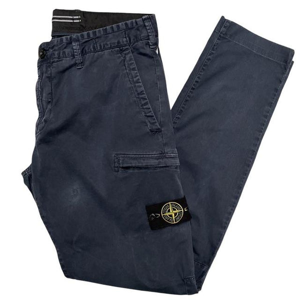 Stone Island SS 2020 Navy Blue Skinny Fit Cargo Trousers