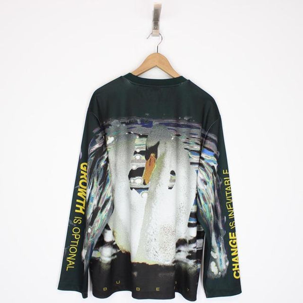 Burberry Black and Multicoloured Swan Print Long Sleeve T-Shirt