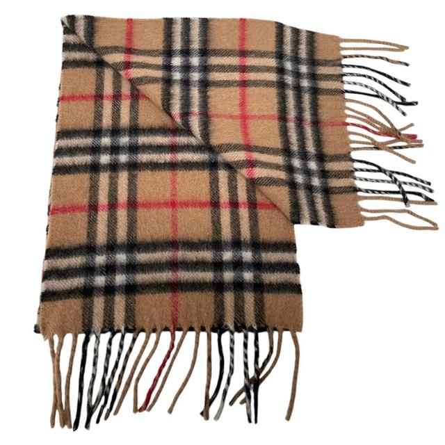 Vintage 90s Burberry Tan Brown Nova Check Cashmere Scarf