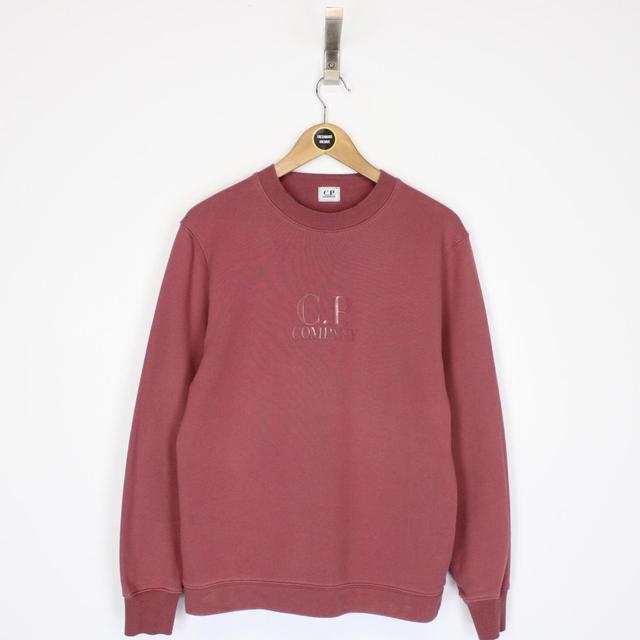 CP Company Burgundy Diagonal Fleece Cotton Sweatshirt Jumper