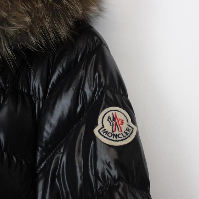 Moncler Fulmar Black Long Down Jacket with Fur Trim Hood